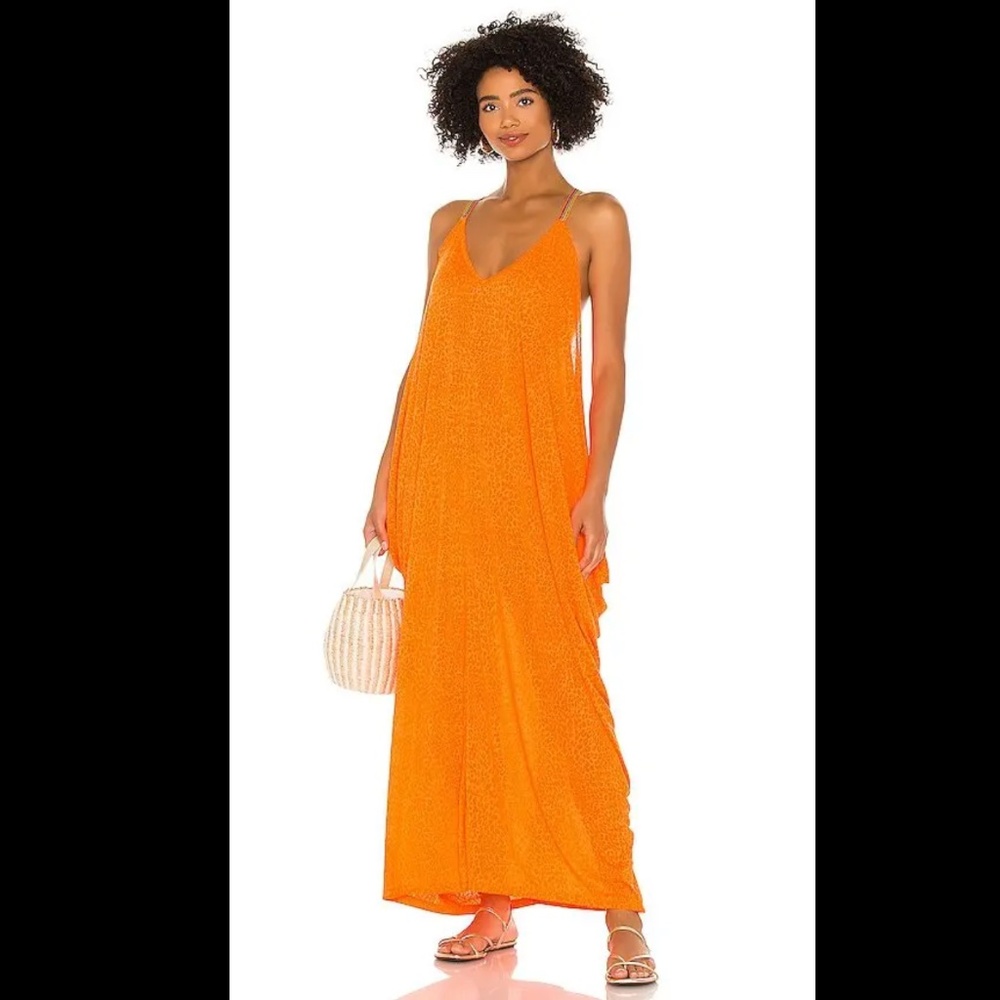 Pitusa Grecian Maxi Dress Petite Orange Leopard Print